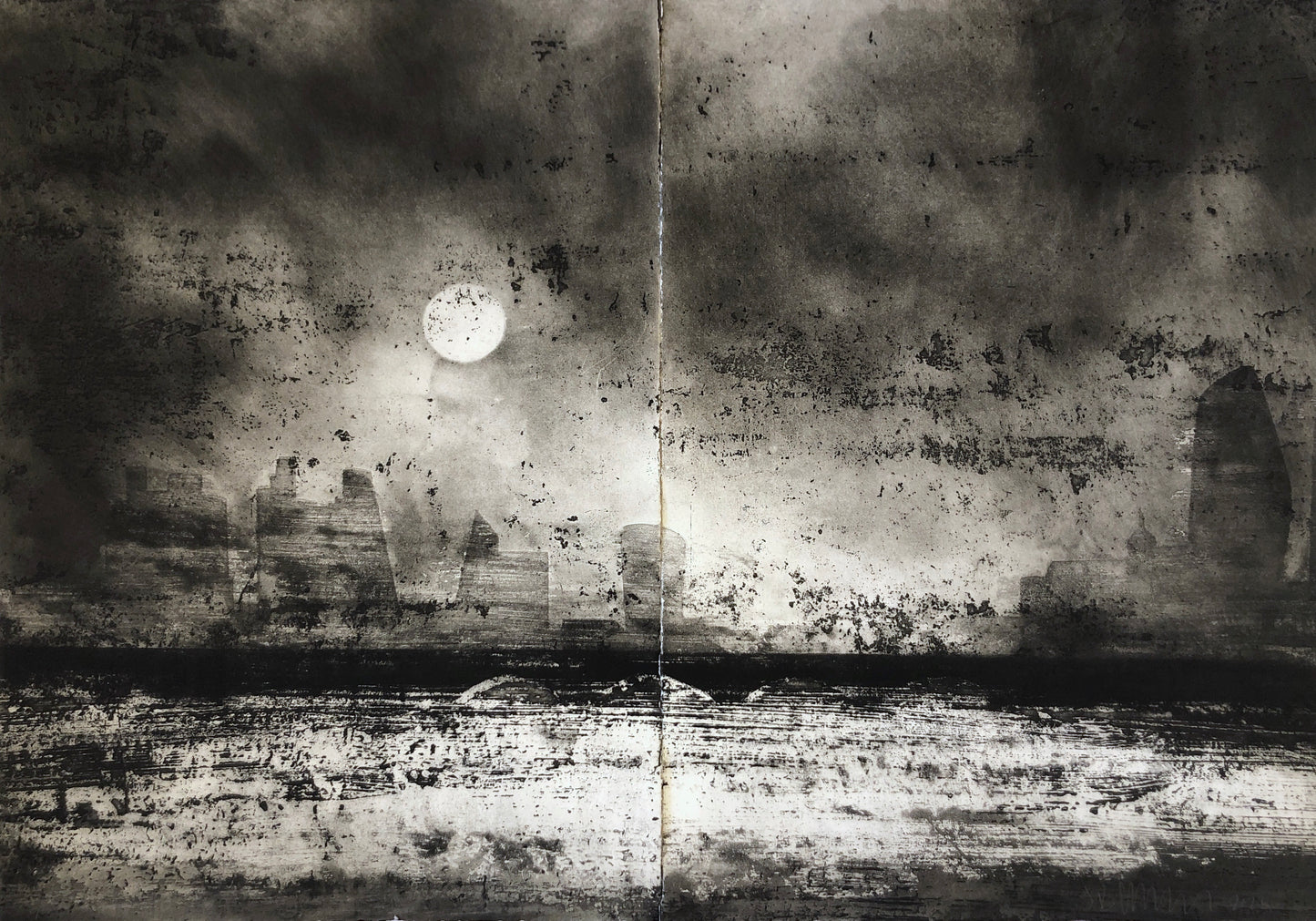 The Thames, Blackfriars Bridge from Waterloo Bridge (diptych)