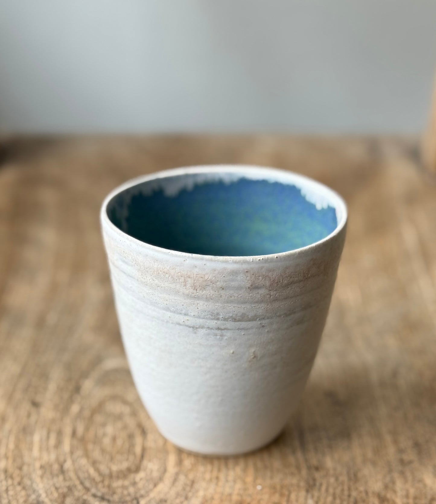 Vessel with blue interior