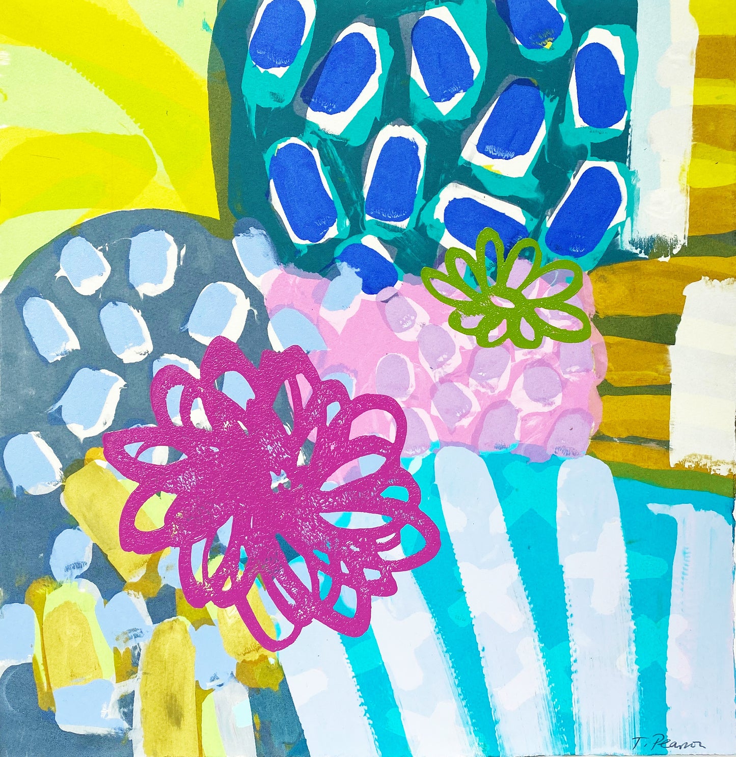 Border Blocks with Pink Dahlia