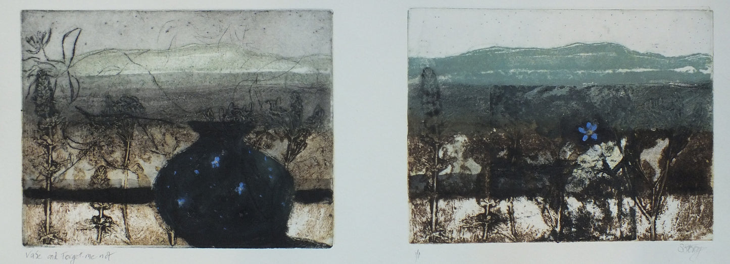 Vase and Forget me not (Diptych)