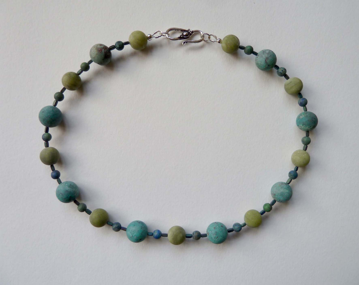 Green opal/cuprite chrysocolla/haematite earrings