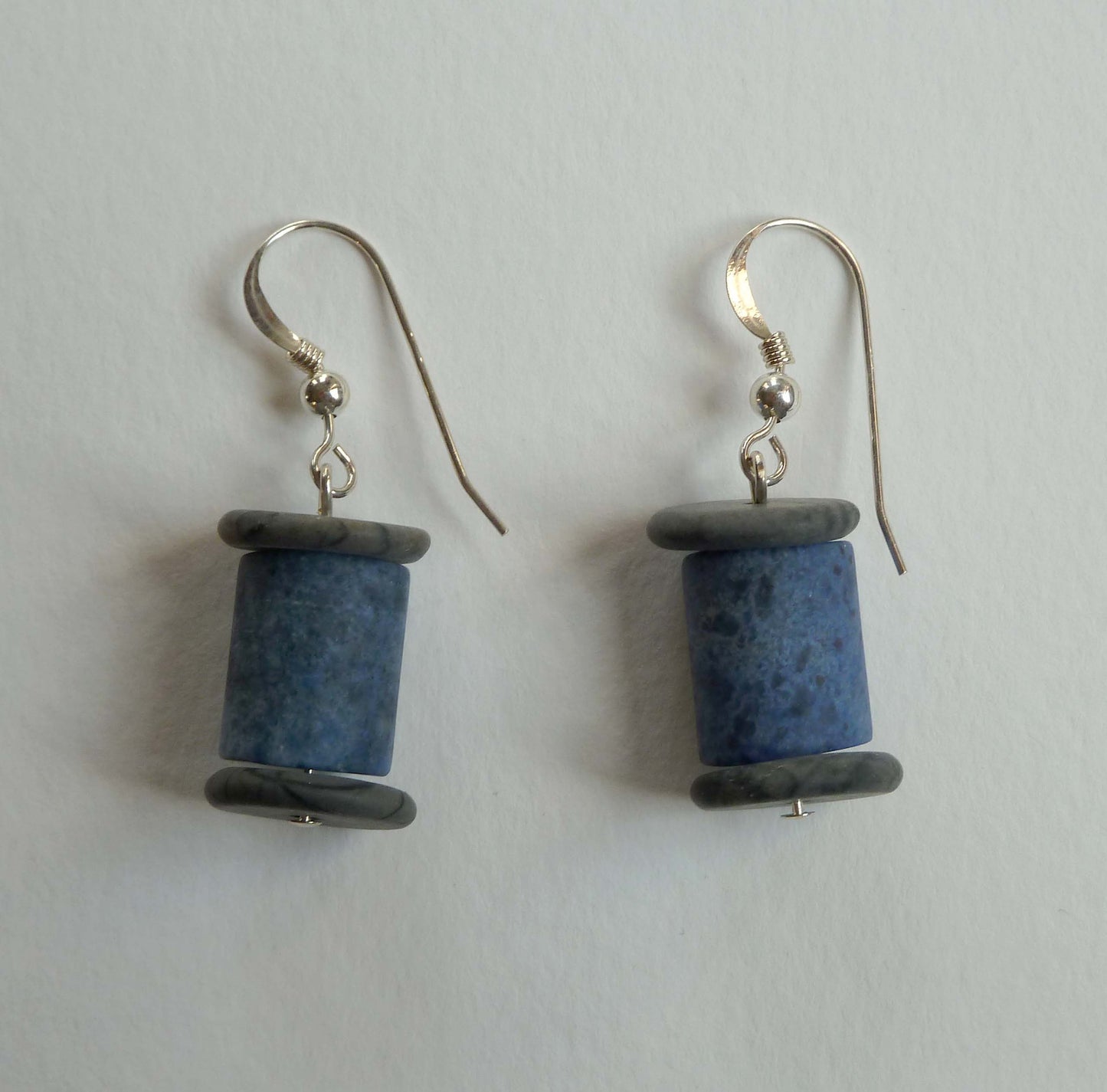 Dumortierite, Iron Tiger Eye and Picasso Jasper Earrings