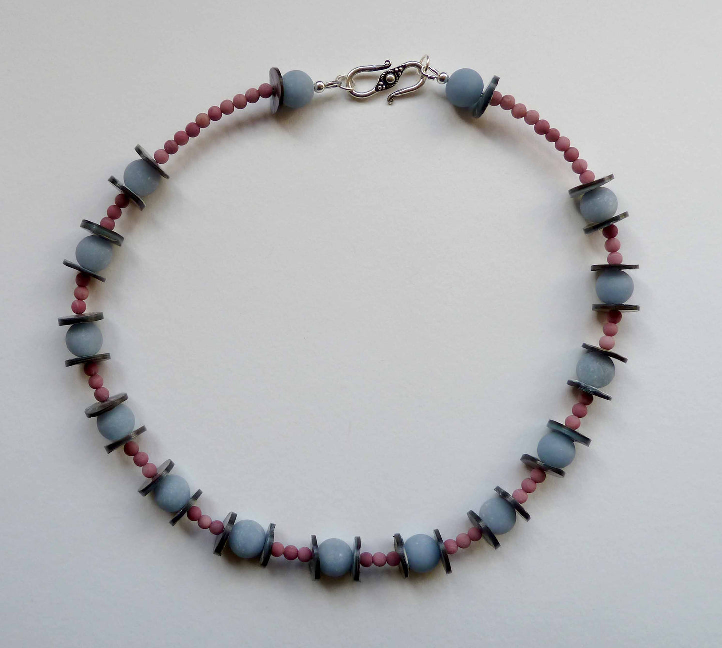 Angelite, Shell and Rhodonite Necklace