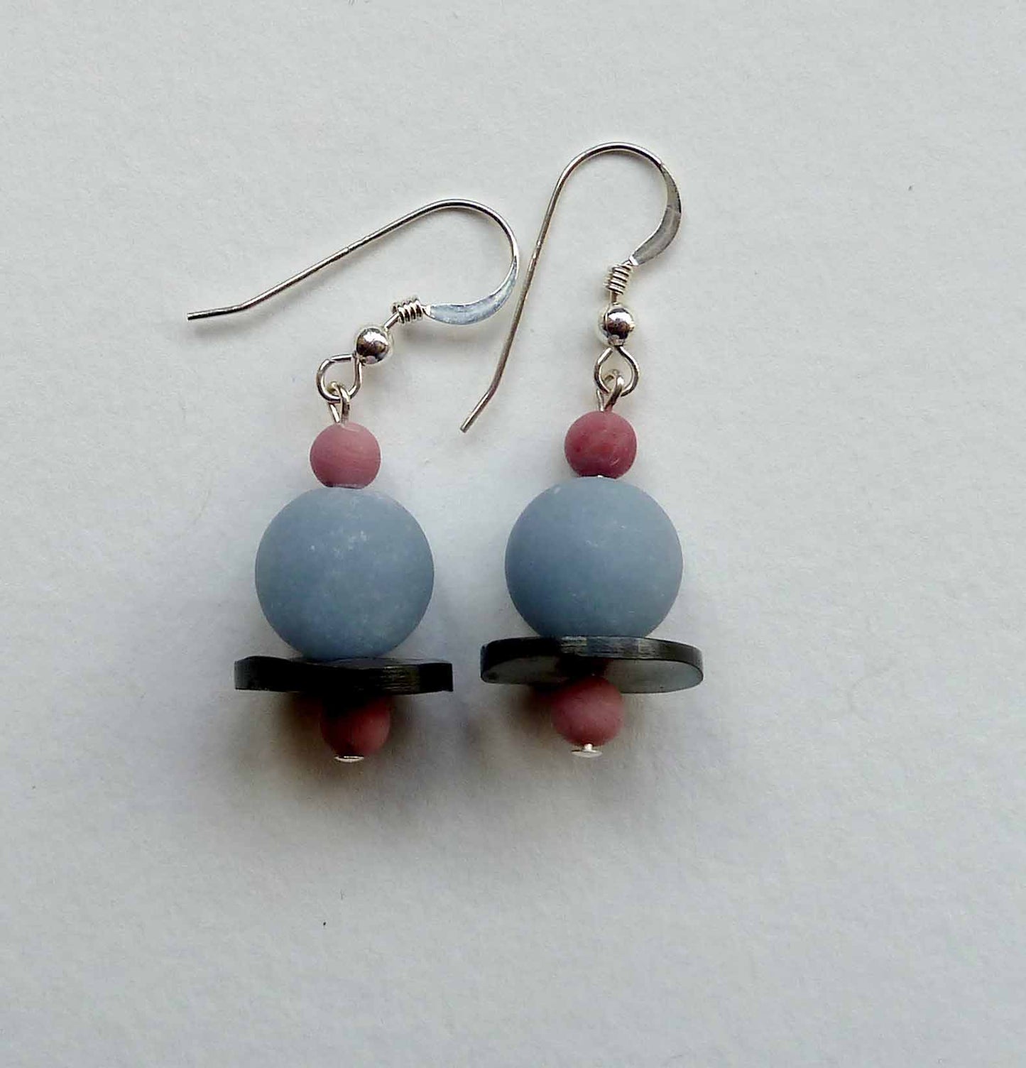 Angelite, Shell and Rhodonite Earrings