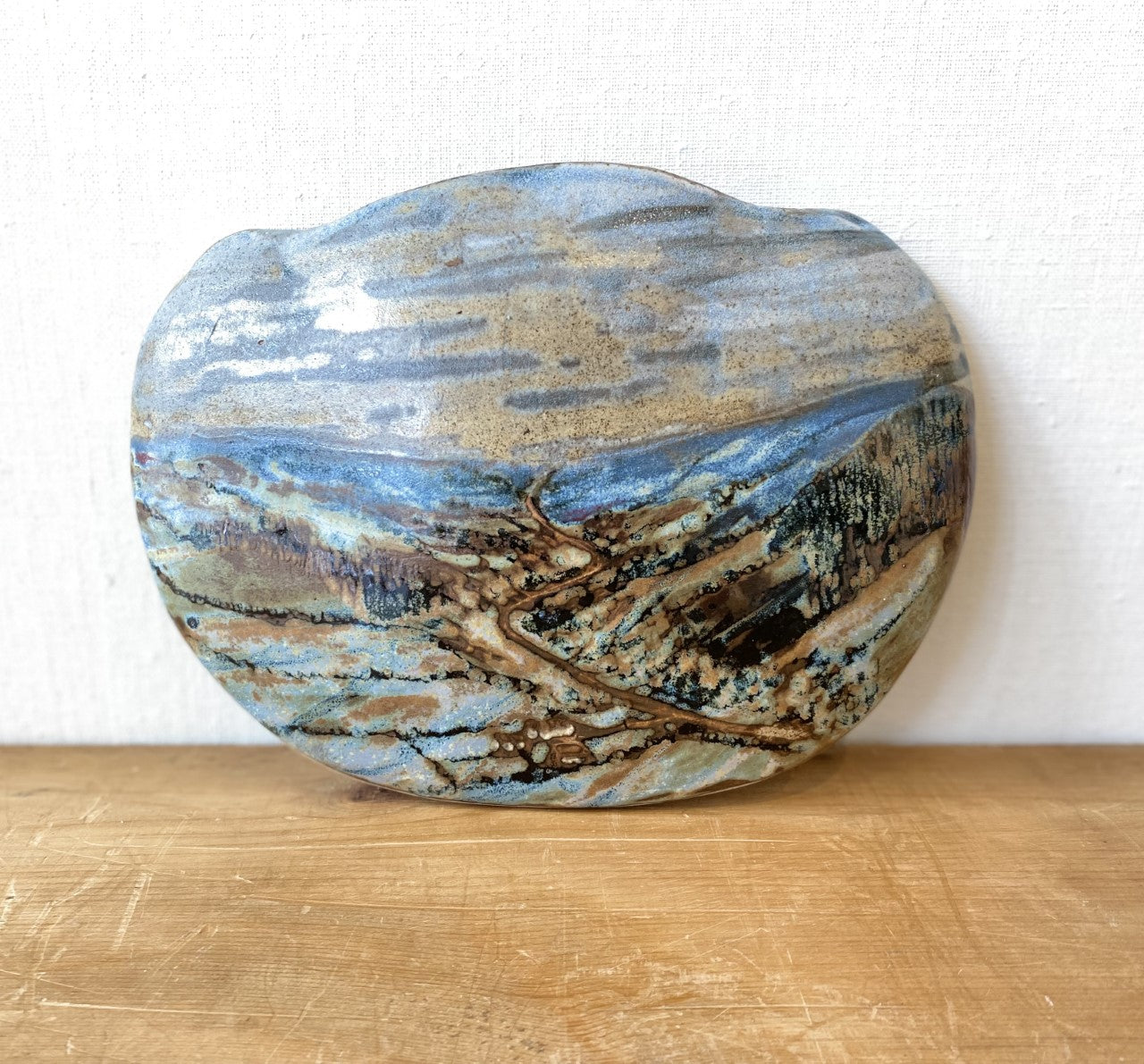 Half round landscape hanging plaque