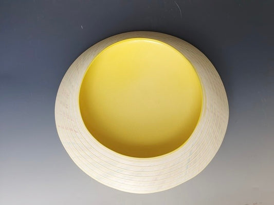 Shallow disc - yellow/green, grasses pattern