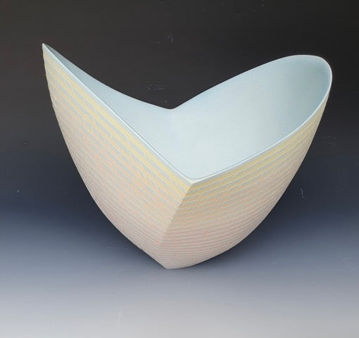 Twisting Stratified Bowl - blue/pink, orange, yellow