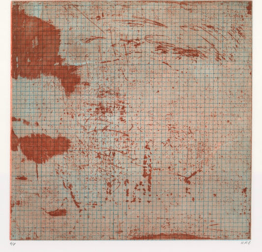 Gridded Cyan Under Orange