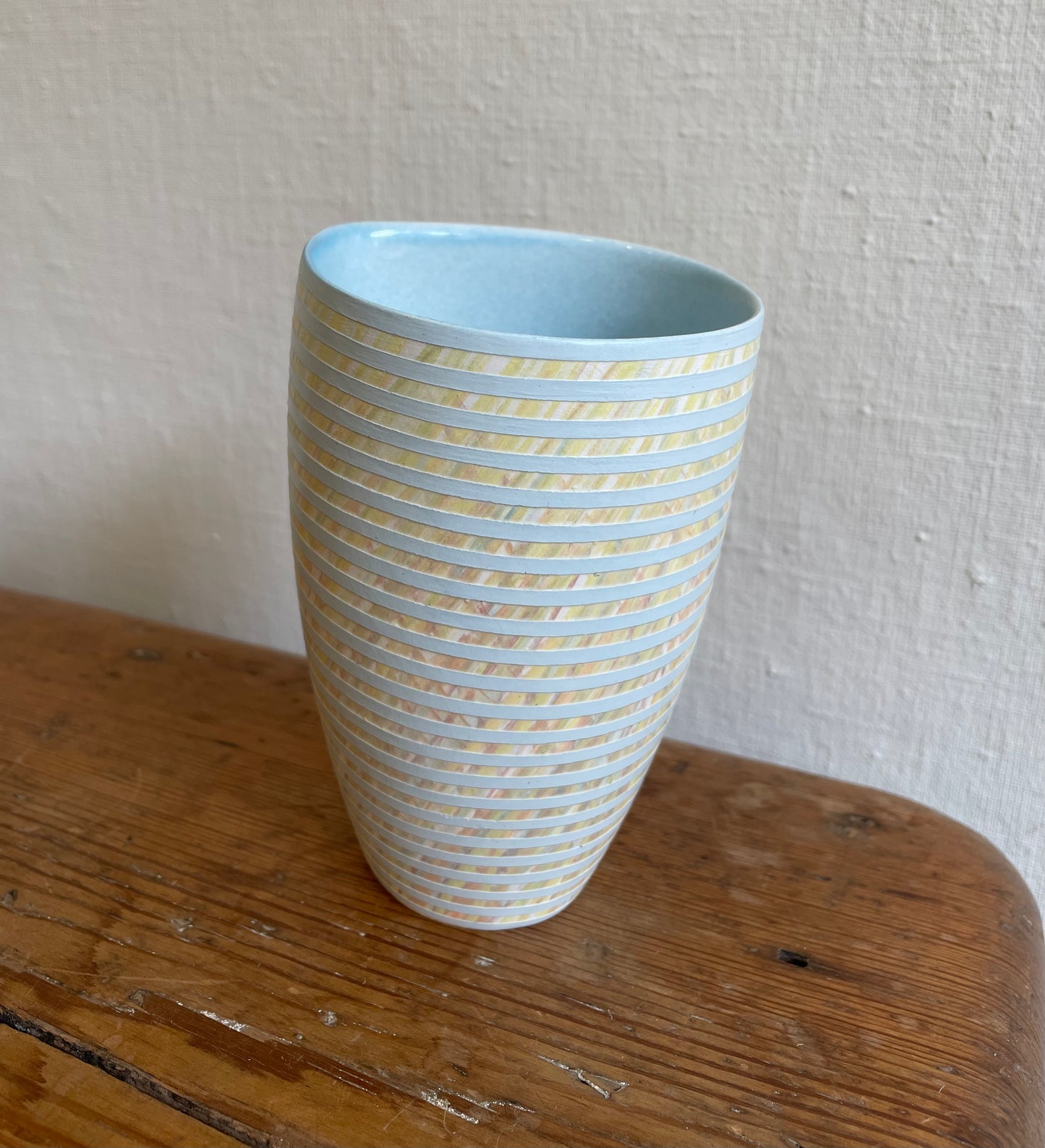 Blue sloping bowl