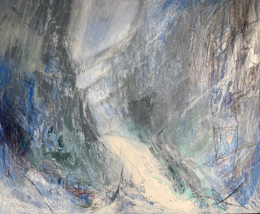 Limestone waterfall in spate, Gordale