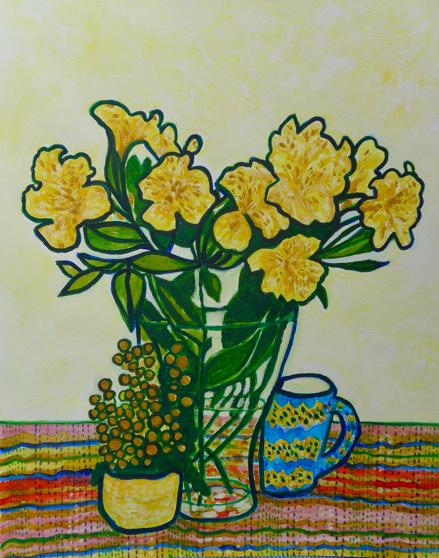 Yellow flowers with Zara's zig-zag mug