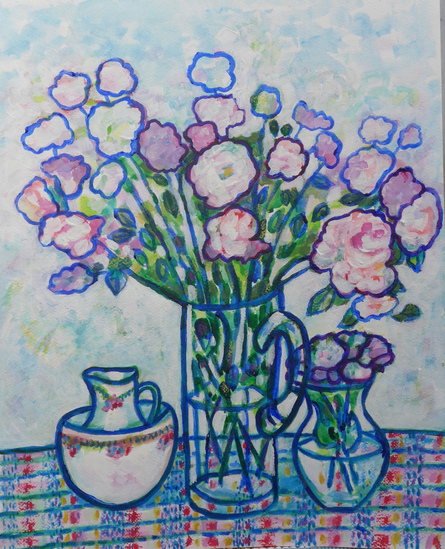 Pink flowers with Esme's tea set