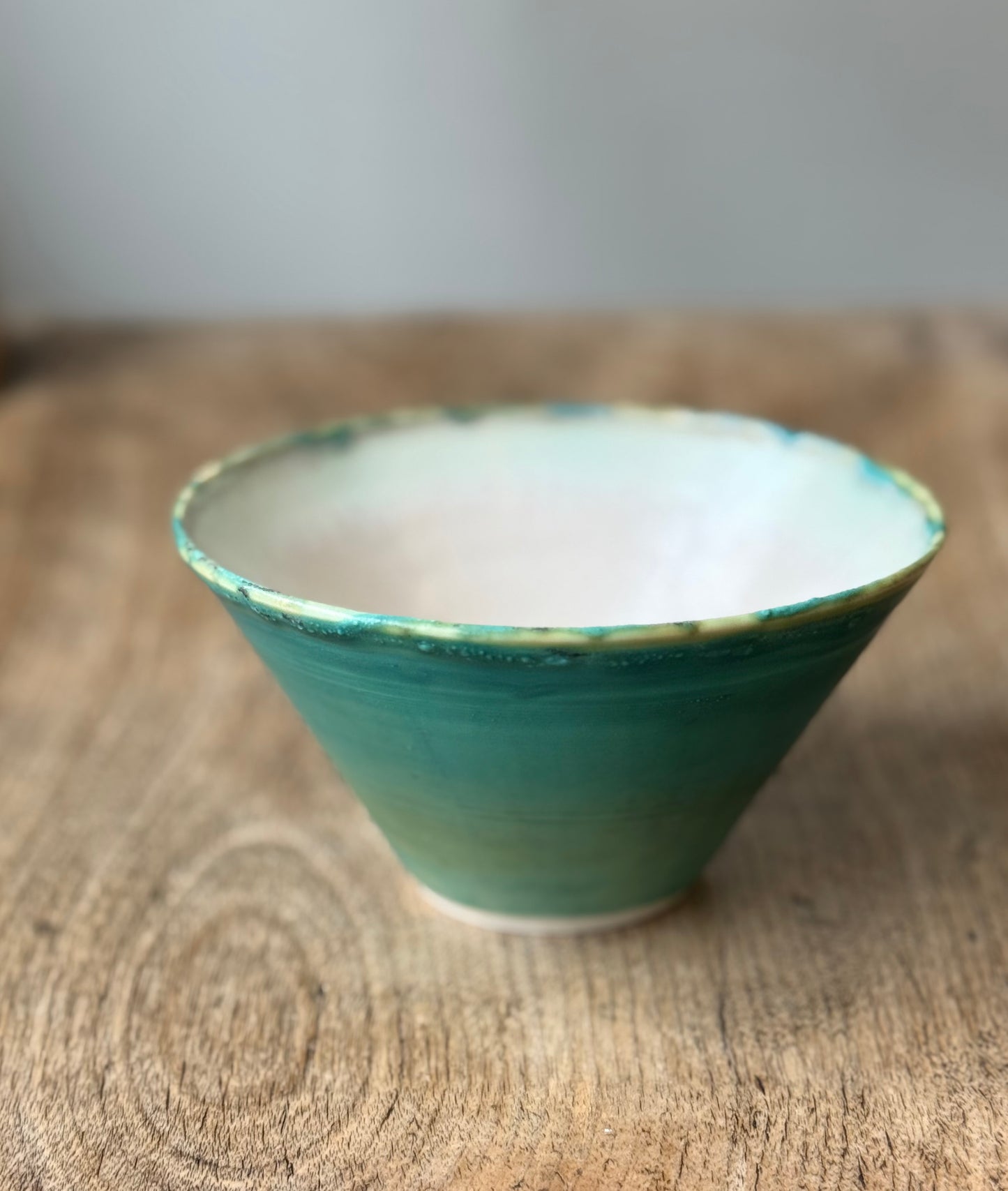 Turquoise blue ceramic splayed bowl, small