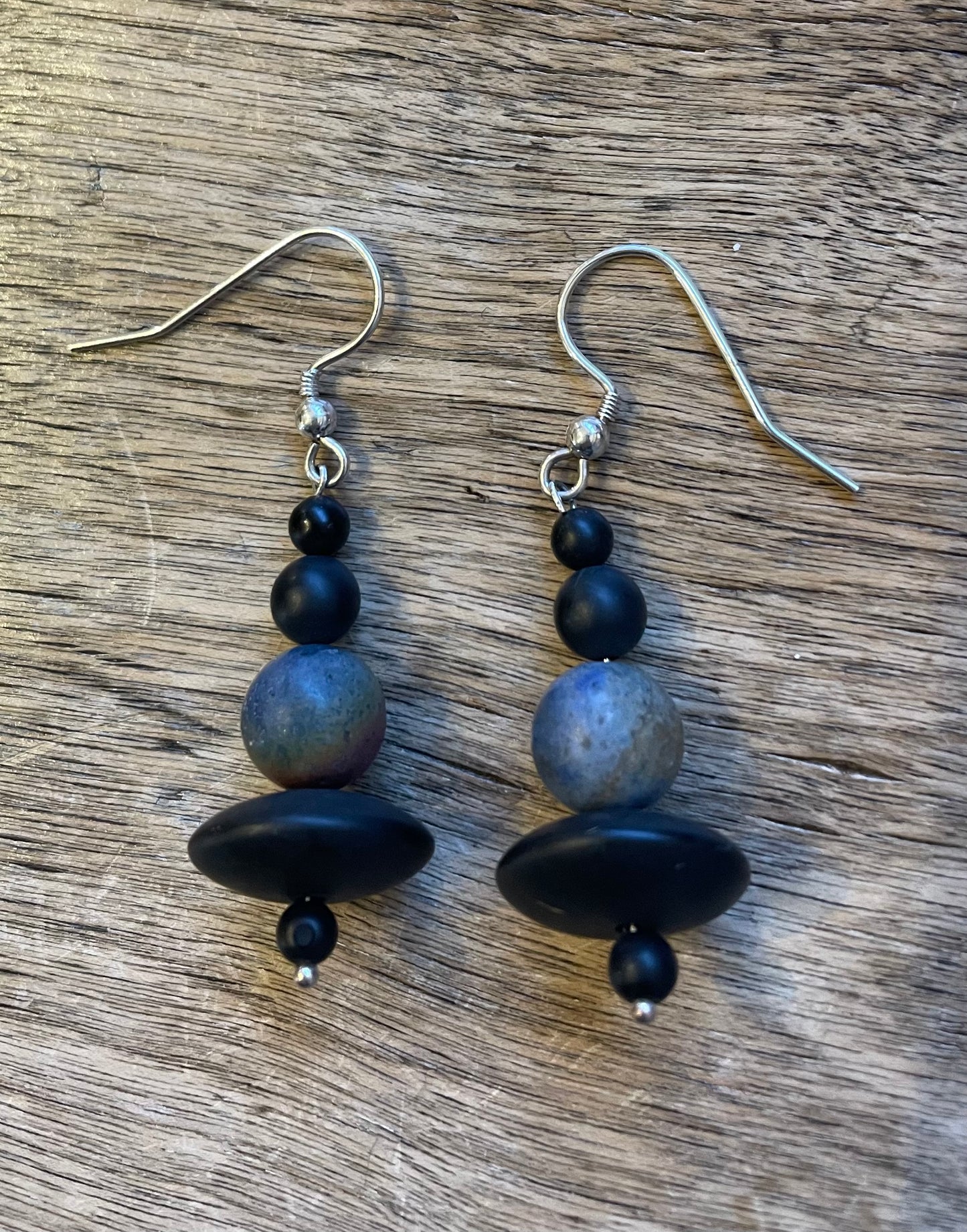 Earrings Dumortierite and Agate