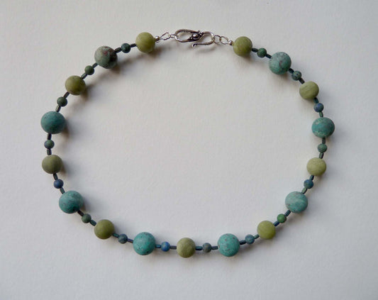 Green opal/cuprite chrysocolla/haematite necklace