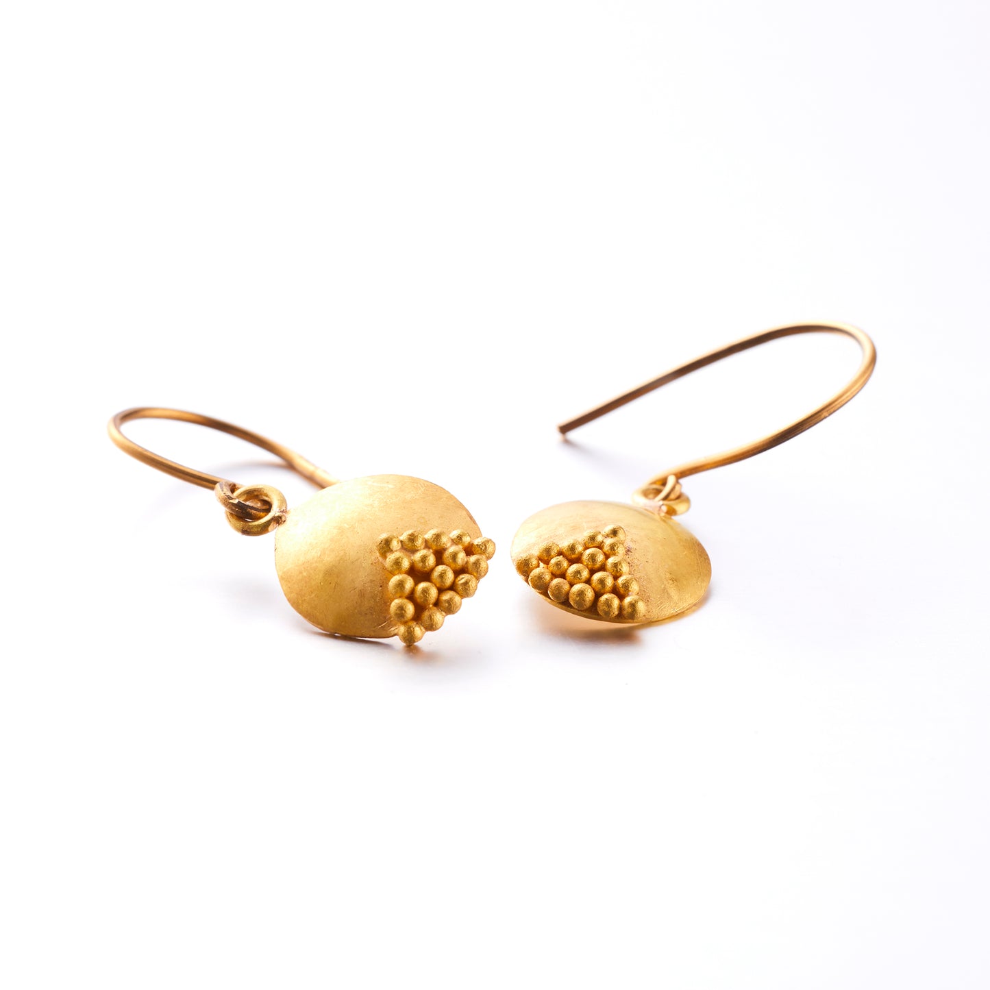 22ct Gold Drop Granulated Earrings
