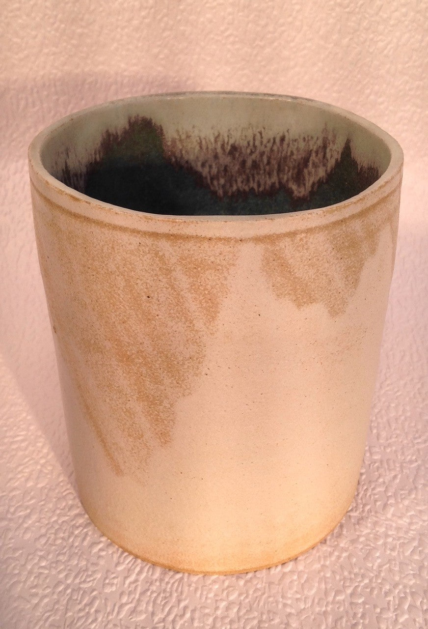 Cylindrical vase with glazed interior